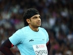 India's Neeraj Chopra in action during the Men's Javelin Throw Final