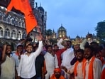 Mumbai, India – 28, Aug 2025: Maratha Kranti Morcha activists from across Maharashtra gather at Azad Maidan for a massive rally demanding reservation for the Maratha community, in Mumbai, India, on Thursday, Aug 28, 2025. (Photo by Bhushan Koyande/HT Photo)
