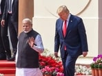 File image of Prime Minister Narendra Modi and US President Donald Trump at Hyderabad House in Delhi