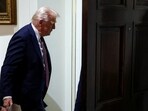 President Donald Trump leaves, following a cabinet meeting, at the White House in Washington, D.C.