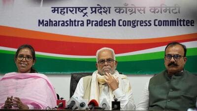 B Sudarshan Reddy addressed a press conference along with state Congress president Harshwardhan Sapkal and Congress MP Varsha Gaikwad (Bhushan Koyande/HT Photo) B Sudarshan Reddy addressed a press conference along with state Congress president Harshwardhan Sapkal and Congress MP Varsha Gaikwad (Bhushan Koyande/HT Photo)