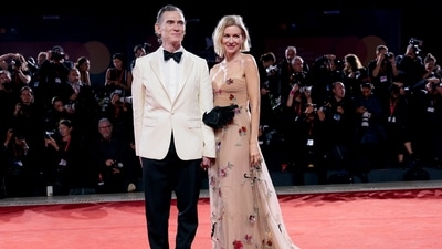 Billy Crudup wore a black-and-white outfit, while Naomi Watts opted for a beige dress for the screening of Jay Kelly. (REUTERS)