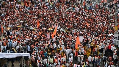 Maratha quota activist Manoj Jarange Patil began his indefinite hunger strike at Azad Maidan on Friday (Raju Shinde/ HT Photo) Maratha quota activist Manoj Jarange Patil began his indefinite hunger strike at Azad Maidan on Friday (Raju Shinde/ HT Photo)