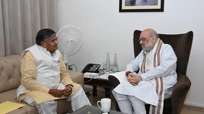 Punjab governor and Chandigarh administrator Gulab Chand Kataria with Union home minister Amit Shah in Guwahati on Friday. (X)