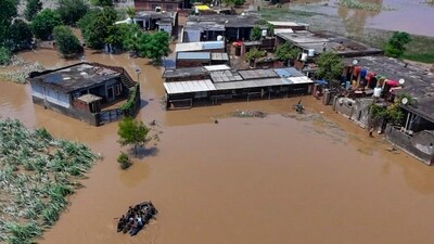 Partially submerged houses in a flood-ravaged area in Gurdaspur, Punjab. (ANI) Partially submerged houses in a flood-ravaged area in Gurdaspur, Punjab. (ANI)