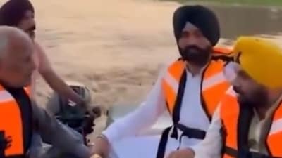 The clip is originally from a Facebook livestream on Punjab minister Laljit Singh Bhullar's account, streamed during a flood damage survey. (Video screengrab) The clip is originally from a Facebook livestream on Punjab minister Laljit Singh Bhullar's account, streamed during a flood damage survey. (Video screengrab)
