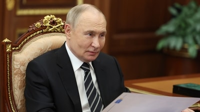 Russian President Vladimir Putin speaks during a meeting with Saratov Region Governor Roman Busargin at the Kremlin in Moscow, Russia, Thursday, Aug. 28, 2025. (Vyacheslav Prokofyev, Sputnik, Kremlin Pool Photo via AP) (AP) Russian President Vladimir Putin speaks during a meeting with Saratov Region Governor Roman Busargin at the Kremlin in Moscow, Russia, Thursday, Aug. 28, 2025. (Vyacheslav Prokofyev, Sputnik, Kremlin Pool Photo via AP) (AP)