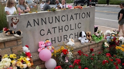 The Minneapolis shooter reportedly admired past mass murderers and focused on killing children. (Photo by SCOTT OLSON / GETTY IMAGES NORTH AMERICA / Getty Images via AFP) (Getty Images via AFP) The Minneapolis shooter reportedly admired past mass murderers and focused on killing children. (Photo by SCOTT OLSON / GETTY IMAGES NORTH AMERICA / Getty Images via AFP) (Getty Images via AFP)