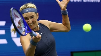 Victoria Azarenka in action during her third round match against Jessica Pegula of the U.S. (REUTERS)