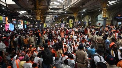 When rains descended in the afternoon on Friday, protestors sought shelter at CSMT (Anshuman Poyrekar/HT Photo) When rains descended in the afternoon on Friday, protestors sought shelter at CSMT (Anshuman Poyrekar/HT Photo)