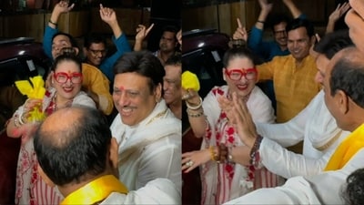 Govinda and his wife Sunita at their residence in Mumbai. Govinda and his wife Sunita at their residence in Mumbai.