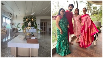 Ravie Dubey and Sargun Mehta's new sea-facing home in Mumbai. Ravie Dubey and Sargun Mehta's new sea-facing home in Mumbai.