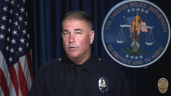 The police added that the 36-year-old had aggressively charged at officers with a machete (sharp bladed long knife) in his hand, as per the LAPD. (YouTube/LAPD)