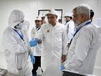 Union Minister Ashwini Vaishnaw (centre) at Optiemus-Corning's tempered glass manufacuturing facility in Noida on Saturday, 30 August 2025. Union Minister Ashwini Vaishnaw (centre) at Optiemus-Corning's tempered glass manufacuturing facility in Noida on Saturday, 30 August 2025.