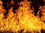 Fire in Fontana, California. Fire in Fontana, California.