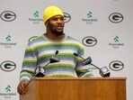 Former Dallas Cowboy Micah Parsons speaks to the media during a press conference, after being traded to the Green Bay Packers Former Dallas Cowboy Micah Parsons speaks to the media during a press conference, after being traded to the Green Bay Packers