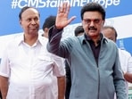 Tamil Nadu Chief Minister M.K. Stalin with DMK leader T.R. Baalu as he leaves for a week-long trip to Germany and the UK to attract investments to the state, at Chennai Airport Tamil Nadu Chief Minister M.K. Stalin with DMK leader T.R. Baalu as he leaves for a week-long trip to Germany and the UK to attract investments to the state, at Chennai Airport