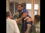 Shaheen Shah Afridi hugs Rashid Khan to comfort him after his brother's death Shaheen Shah Afridi hugs Rashid Khan to comfort him after his brother's death