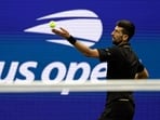 Novak Djokovic serves to Cameron Norrie during the third round of the US Open. Novak Djokovic serves to Cameron Norrie during the third round of the US Open.