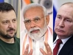 Ukrainian president Volodymyr Zelenskyy, Prime Minister Narendra Modi and Russia’s Vladimir Putin. (File Photos)