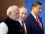 Indian Prime Minister Narendra Modi, Russian President Vladimir Putin and Chinese leader Xi Jinping at the Brics Summit in Kazan, Russia, in 2024.
