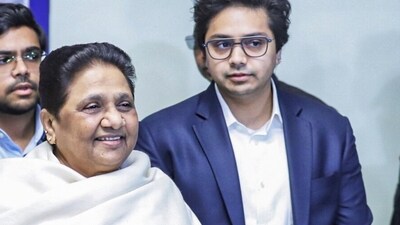 Mayawati's nephew, Akash Anand, was reinducted into the party on April 13 after he issued a public apology and pledged loyalty to the party and its principles. (HT Photo) Mayawati's nephew, Akash Anand, was reinducted into the party on April 13 after he issued a public apology and pledged loyalty to the party and its principles. (HT Photo)