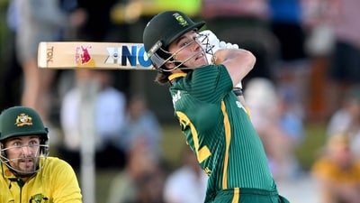 Dewald Brevis in action for South Africa against Australia in the ODI series. (AFP) Dewald Brevis in action for South Africa against Australia in the ODI series. (AFP)