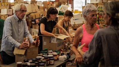 Volunteers from the 'Music For Peace humanitarian organization' pack food stuff and other goods that will be loaded onto boats in Genoa on August 30, 2025, and which will join the 'Global Sumud Flotilla', making there way for the Palestinian Gaza Strip. (AFP) Volunteers from the 'Music For Peace humanitarian organization' pack food stuff and other goods that will be loaded onto boats in Genoa on August 30, 2025, and which will join the 'Global Sumud Flotilla', making there way for the Palestinian Gaza Strip. (AFP)