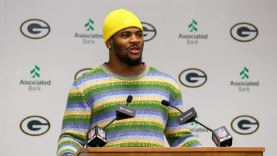 Former Dallas Cowboy Micah Parsons speaks to the media during a press conference, after being traded to the Green Bay Packers (Getty Images via AFP) Former Dallas Cowboy Micah Parsons speaks to the media during a press conference, after being traded to the Green Bay Packers (Getty Images via AFP)