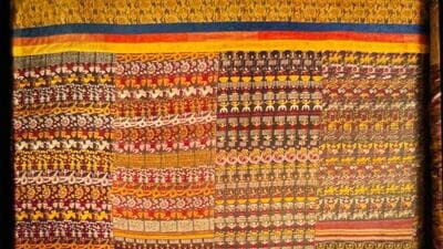 The Brindavani Bastra is a 9.37-metre-long and 2.31-metre-wide textile made with silk, cotton, and brass thread. (The British Museum) The Brindavani Bastra is a 9.37-metre-long and 2.31-metre-wide textile made with silk, cotton, and brass thread. (The British Museum)