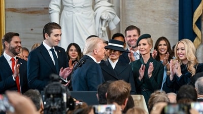 Barron Trump and his father Donald seem to have a strong bond, as his mother Melania calls him “mini Donald.” (AP) Barron Trump and his father Donald seem to have a strong bond, as his mother Melania calls him “mini Donald.” (AP)