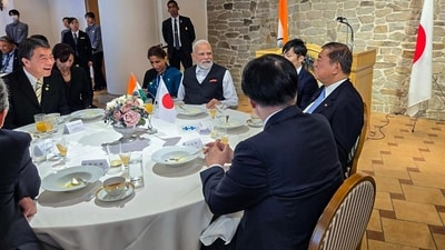 PM Modi and Japan Prime Minister Shigeru Ishiba during a luncheon meeting with Miyagi Prefecture Governor Murai, JR East Chairman Fukazawa, Tokyo Electron President Kawai, and Tohoku University President Tomunaga (@shigeruishiba/X) PM Modi and Japan Prime Minister Shigeru Ishiba during a luncheon meeting with Miyagi Prefecture Governor Murai, JR East Chairman Fukazawa, Tokyo Electron President Kawai, and Tohoku University President Tomunaga (@shigeruishiba/X)