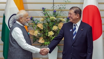 Prime Minister Narendra Modi exchanges a handshake with Japan PM Shigeru Ishiba at the 15th India-Japan Annual Summit, in Tokyo (PMO/ANI ) Prime Minister Narendra Modi exchanges a handshake with Japan PM Shigeru Ishiba at the 15th India-Japan Annual Summit, in Tokyo (PMO/ANI )