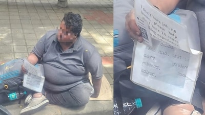 A Reddit post went viral after showing a Bengaluru man with banking background pleading for help on a footpath. (Reddit/Being-Brilliant) A Reddit post went viral after showing a Bengaluru man with banking background pleading for help on a footpath. (Reddit/Being-Brilliant)