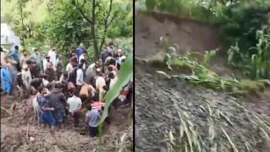 The landslide that claimed the lives of seven members of a family in Mahore tehsil of Reasi around 3am on Saturday. (X)