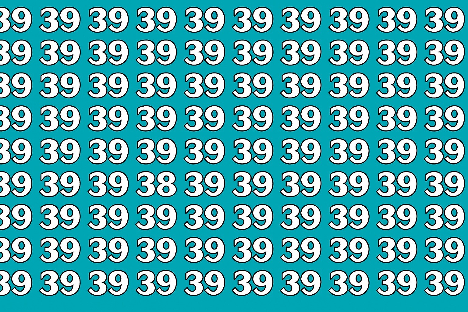 Optical illusion: Find the number 38 in five seconds.