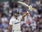 Akash Deep celebrates his maiden half-century.