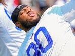 Buffalo Bills defensive tackle DeWayne Carter stretches during Minicamp at Highmark Stadium.