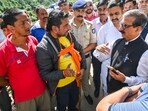 Himachal Pradesh Chief Minister Sukhvinder Singh Sukhu interacts with people during an inspection of the road reconstruction work at Kalsuin on the Chamba-Bharmour National Highway, in Chamba on Saturday. (ANI) Himachal Pradesh Chief Minister Sukhvinder Singh Sukhu interacts with people during an inspection of the road reconstruction work at Kalsuin on the Chamba-Bharmour National Highway, in Chamba on Saturday. (ANI)