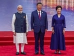 Prime Minister Narendra Modi with Chinese President Xi Jinping and his wife Peng Liyuan at the official reception for Heads of States and Heads of Governments at the SCO summit in Tianjin on Sunday. Prime Minister Narendra Modi with Chinese President Xi Jinping and his wife Peng Liyuan at the official reception for Heads of States and Heads of Governments at the SCO summit in Tianjin on Sunday.