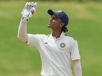 North Zone's Ayush Badoni celebrates his double hundred on the final day of the Duleep Trophy quarter-final against East Zone at BCCI Centre of Excellence ground in Bengaluru on Sunday. (PTI) North Zone's Ayush Badoni celebrates his double hundred on the final day of the Duleep Trophy quarter-final against East Zone at BCCI Centre of Excellence ground in Bengaluru on Sunday. (PTI)