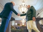 President Donald Trump and Prime Minister Narendra Modi shake hands during a news conference in the East Room of the White House, in Feb President Donald Trump and Prime Minister Narendra Modi shake hands during a news conference in the East Room of the White House, in Feb
