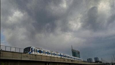 A Rapid Metro train in Gurugram. (PTI) A Rapid Metro train in Gurugram. (PTI)
