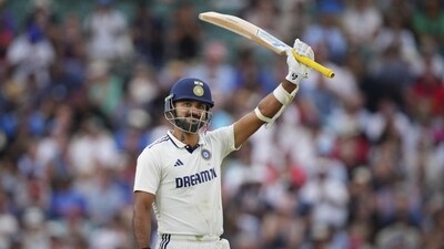 Akash Deep celebrates his maiden half-century. (AP) Akash Deep celebrates his maiden half-century. (AP)