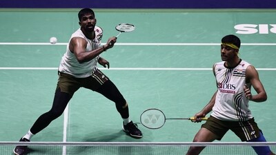 India's Satwiksairaj Rankireddy (L) and Chirag Shetty lost the semifinal battle in World Championships. (AFP) India's Satwiksairaj Rankireddy (L) and Chirag Shetty lost the semifinal battle in World Championships. (AFP)