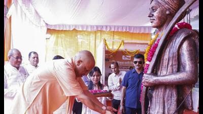 Chief minister Yogi Adityanath during the 'Vimukta Jati Diwas' event, in Lucknow, Sunday (PTI)