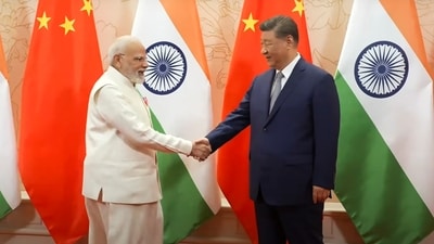 Chinese President Xi Jinping welcomes Prime Minister Narendra Modi for a meeting on the sidelines of the SCO summit in Tianjin. (PMO) Chinese President Xi Jinping welcomes Prime Minister Narendra Modi for a meeting on the sidelines of the SCO summit in Tianjin. (PMO)