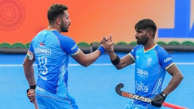 India's captain Harmanpreet Singh, 13, celebrates after scoring a goal during a Men's Hockey Asia Cup 2025 (PTI) India's captain Harmanpreet Singh, 13, celebrates after scoring a goal during a Men's Hockey Asia Cup 2025 (PTI)