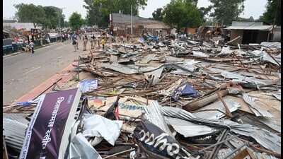 With the demolition of the illegal furniture market and Adarsh Colony in June and July, the Chandigarh administration has reclaimed around 30 acres of government land in Sector 54 worth ₹880 crore. The vacated land will now be utilised for a housing project. (HT) With the demolition of the illegal furniture market and Adarsh Colony in June and July, the Chandigarh administration has reclaimed around 30 acres of government land in Sector 54 worth ₹880 crore. The vacated land will now be utilised for a housing project. (HT)
