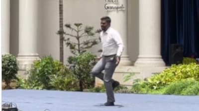 A Bengaluru professor, Pushpa Raj, impressed social media users with his energetic dance moves to the 'Muqabala' song. (Instagram/Screengrab) A Bengaluru professor, Pushpa Raj, impressed social media users with his energetic dance moves to the 'Muqabala' song. (Instagram/Screengrab)